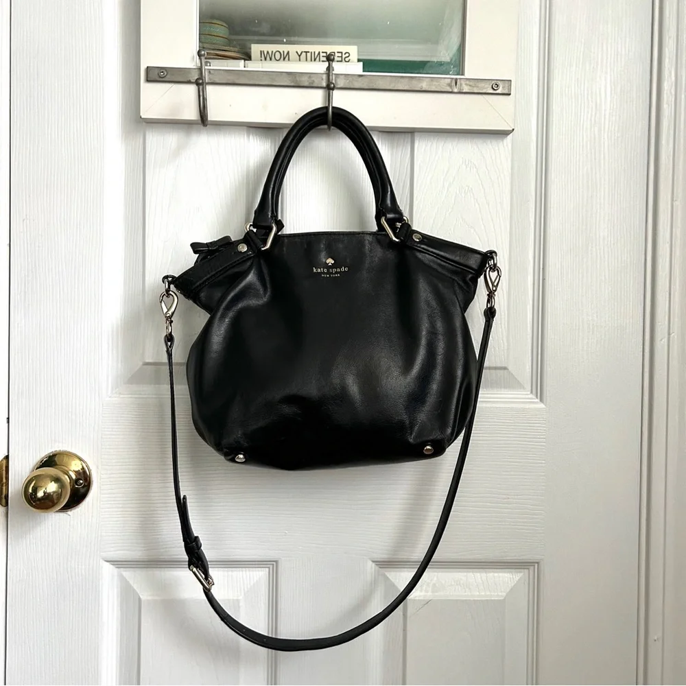 Kate Spade Black Leather Carry-all Shoulder Satchel/Crossbody Bag